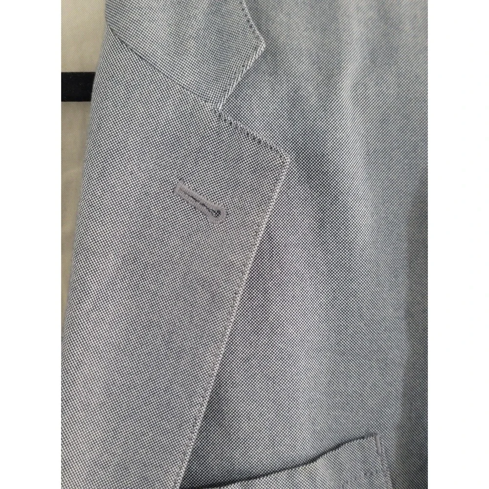 J. Crew Men's Blue Chambray 3 Button Roll Italian Cotton Sports Coat Size Small